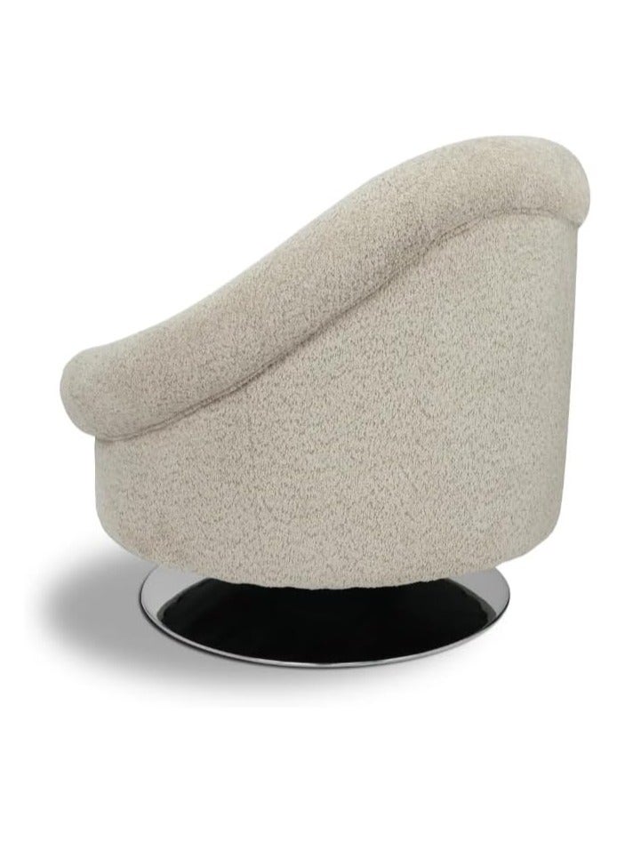VANITY LIVING Modern Beige Queen Swivel Chair, Plush Fabric, Chrome Base – Ergonomic 360° Office & Home Chair  - Image 4