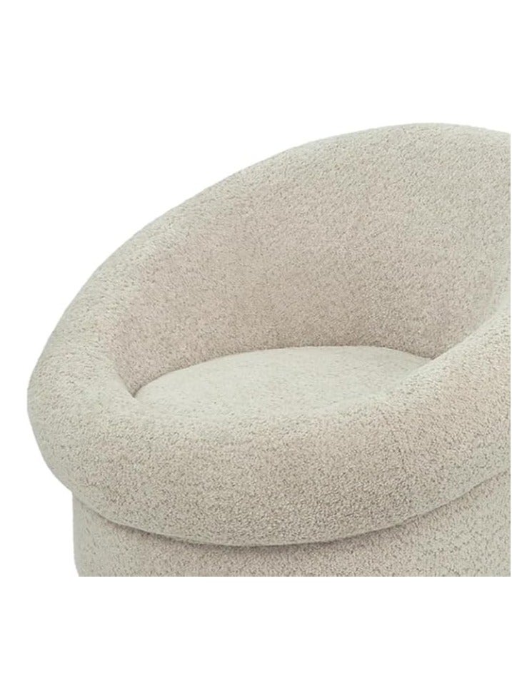 VANITY LIVING Modern Beige Queen Swivel Chair, Plush Fabric, Chrome Base – Ergonomic 360° Office & Home Chair  - Image 5
