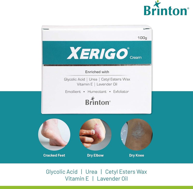 Brinton Xerigo Intense Skin Moisturizing Cream for Cracked Feet, Elbows & Knees - Non-Greasy, Quick Absorbing Formula with Exfoliating Ingredients - Image 2