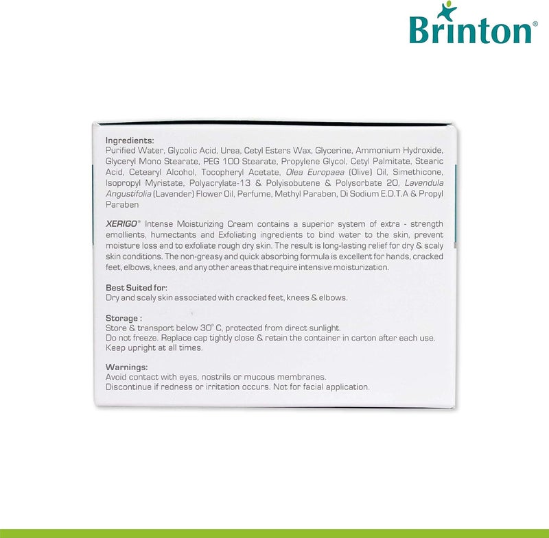 Brinton Xerigo Intense Skin Moisturizing Cream for Cracked Feet, Elbows & Knees - Non-Greasy, Quick Absorbing Formula with Exfoliating Ingredients - Image 4