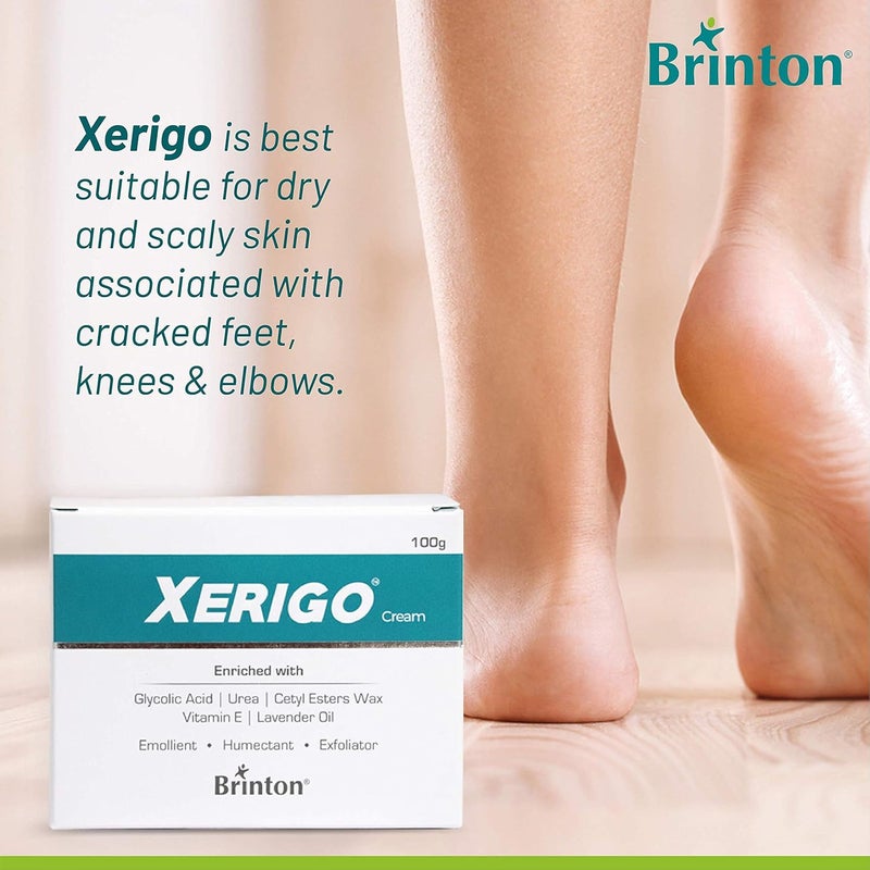 Brinton Xerigo Intense Skin Moisturizing Cream for Cracked Feet, Elbows & Knees - Non-Greasy, Quick Absorbing Formula with Exfoliating Ingredients - Image 3