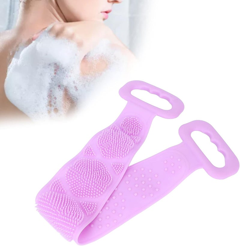 klarako Silicone Back Scrubber, Double Sided Bath Shower Exfoliating Back Cleaning Belt, powerful body cleaning Strap cleansing pores, preventing acne from clogging back pores for Men Women(Purple) - Image 3