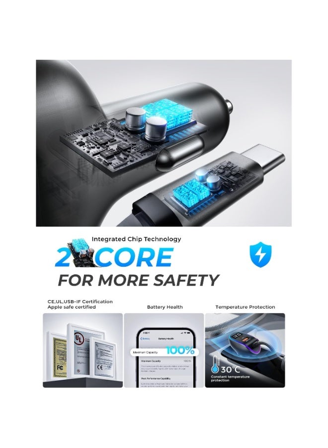 ليسن شاحن سيارة فائق السرعة USB C 96 واط PD و QC3.0 لهاتف iPhone 15 Pro Max Plus، وSamsung Galaxy S25 Ultra Plus S24/S23/S22، وAndroid، وiPad Pro - Image 4