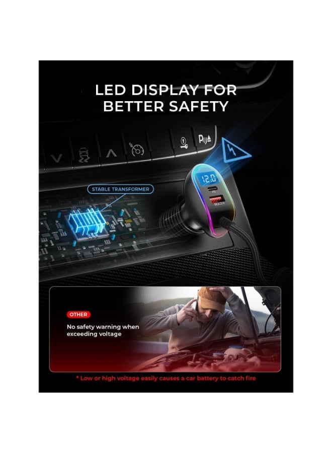 ليسن شاحن سيارة فائق السرعة USB C 96 واط PD و QC3.0 لهاتف iPhone 15 Pro Max Plus، وSamsung Galaxy S25 Ultra Plus S24/S23/S22، وAndroid، وiPad Pro - Image 5