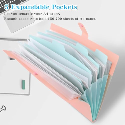 Corslet Expanding File Folder for Documents A4 Size Office Paper Students Certificate Holder Storage Organizer 5 Pockets Multicolor (Pack of 3) - Image 4