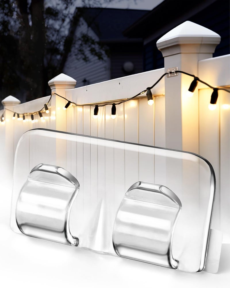 Hetyue Hooks for Outdoor String Lights Clips: 40Pcs Heavy Duty Light Hook with Waterproof Adhesive Strips - Outside Clear Cord Holders for Hanging Christmas Lighting - Outdoors Sticky Clip - Image 1