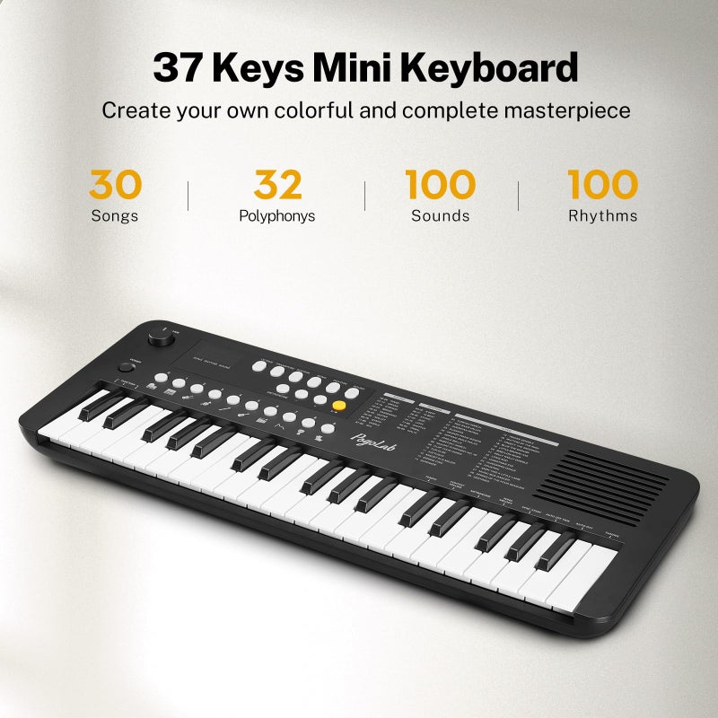 POGOLAB MK1 37 Keys Kids Keyboard Piano, Mini Portable Multi-Function Piano with Excellent Sound Quality, Built-In Speaker & LED Display, Small Electric Music Keyboard Gift for Beginners (Black) - Image 3