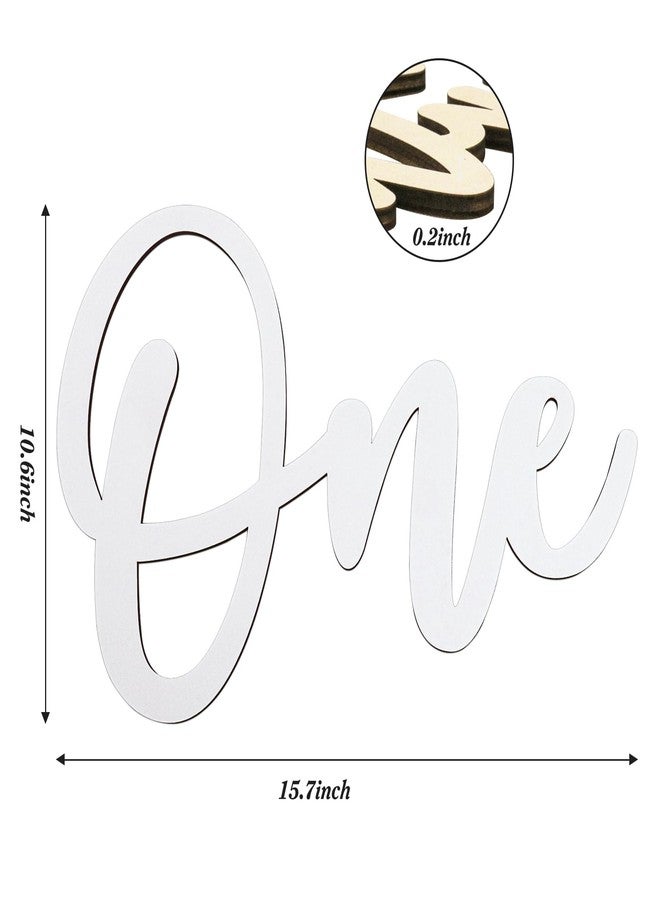 FEINIGESI Wooden One Sign for First Birthday Decorations, Wooden Cutout White Letter One Photo Prop for 1st Birthday Party Banner Wall Décor Backdrop - Image 2