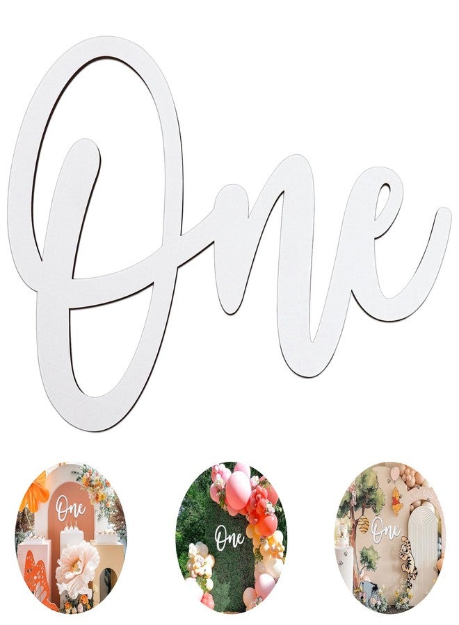 FEINIGESI Wooden One Sign for First Birthday Decorations, Wooden Cutout White Letter One Photo Prop for 1st Birthday Party Banner Wall Décor Backdrop - Image 1