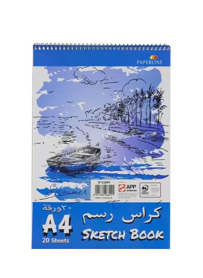 paperline Sketch Book Plain- A4 Size-20 Sheets- Blue - Image 1