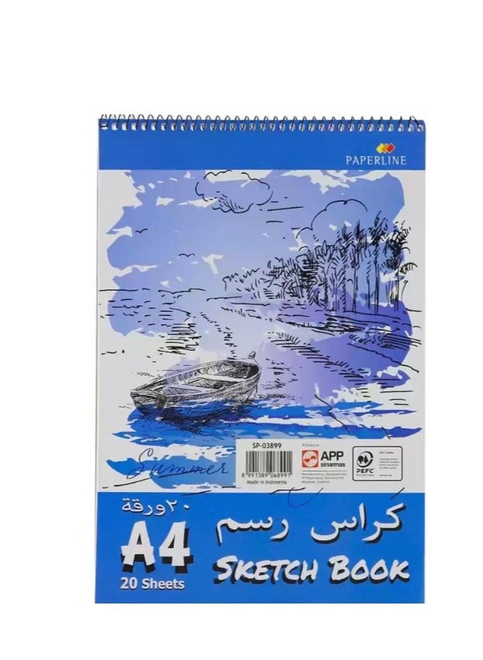 paperline Sketch Book Plain- A4 Size-20 Sheets- Blue - Image 3