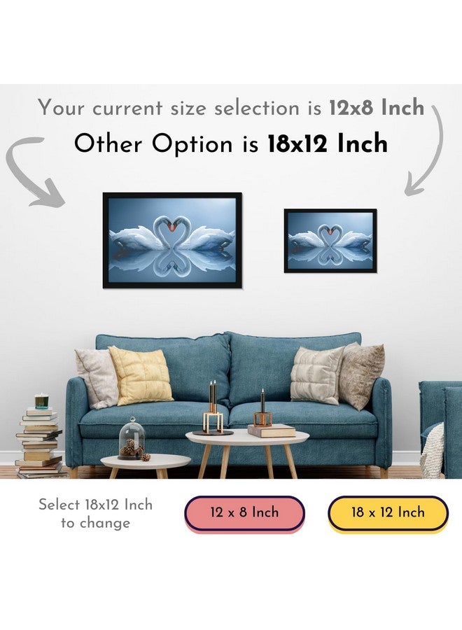 Mad Masters 2 White Swan Bird Duck Love Painting Hanging Photo Frame Decorative Item for Living Room, Bedroom, Home Decor and Wall Decoration (MM 10001, 8x12 Inch, Paper, Without Plexi Glass) - Image 4