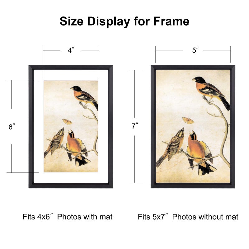 BKABOT 5x7 إطار الصورة مجموعة من 3 إطارات الصور المعدنية السوداء مع زجاج HD يناسب 4x6 مع حصيرة أو 5x7 دون تعليق جدار حصيرة وعرض الجدول - Image 2