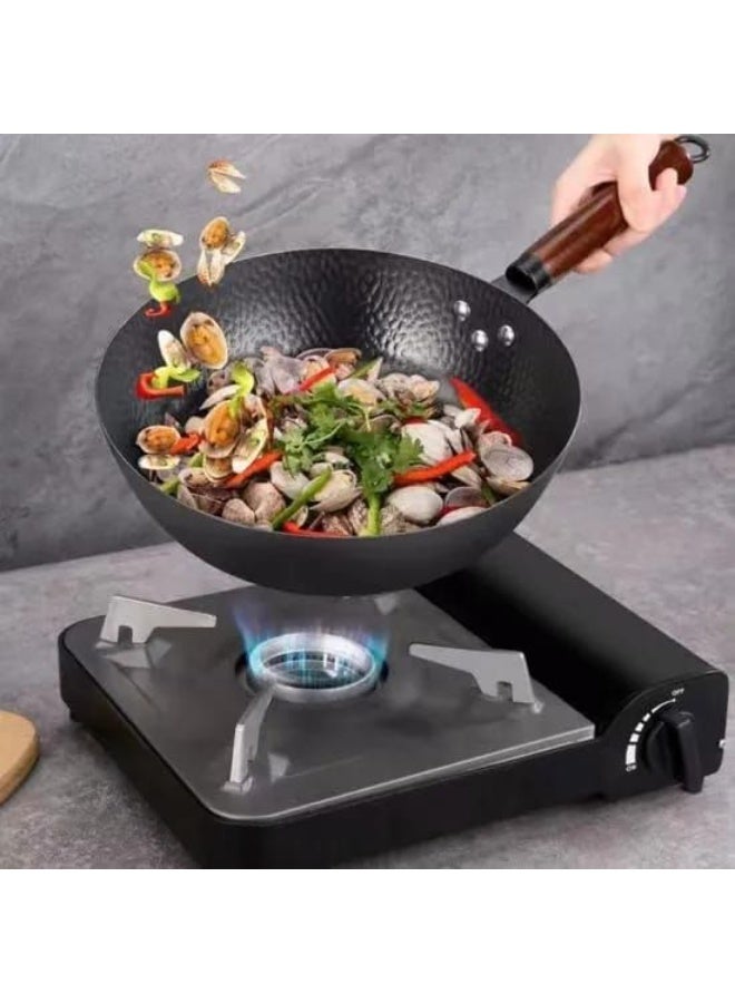 wok pan, 28cm, with wooden handle