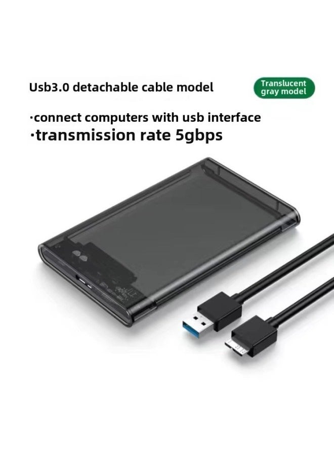 Generic 2.5 Inch Mobile Hard Disk Box USB3.0 Serial Port Solid State Mechanical Notebook Hard Disk USB3.0 To SATA-Color:3.0 Transparent Gray  - Image 1