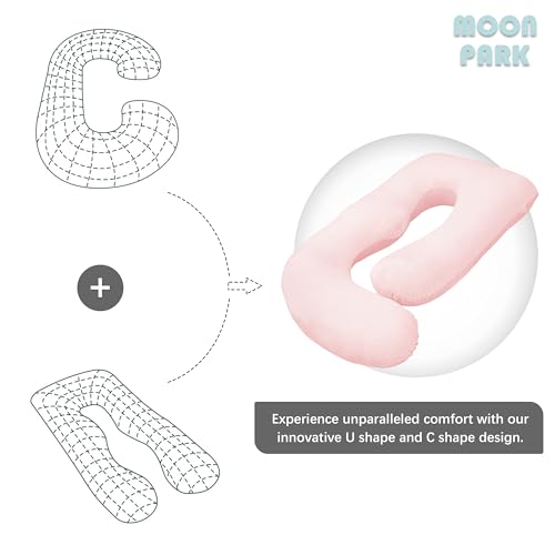 MOON PARK Pregnancy Pillows for Sleeping - U Shaped Full Body Maternity Pillow with Removable Cover - Support for Back, Legs, Belly, HIPS - 57 Inch Pregnancy Pillow for Women - Pink - Image 5