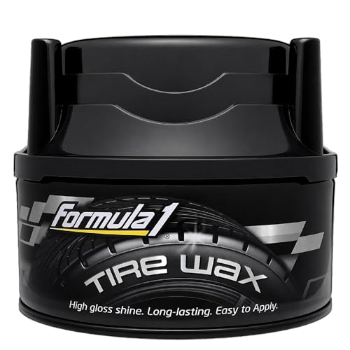 Formula 1 Tire Wax Long Lasting Tire Gel for Black Glossy Tires Water Resistant Restores Plastic Trim Foam Applicator Included 10oz - Image 1