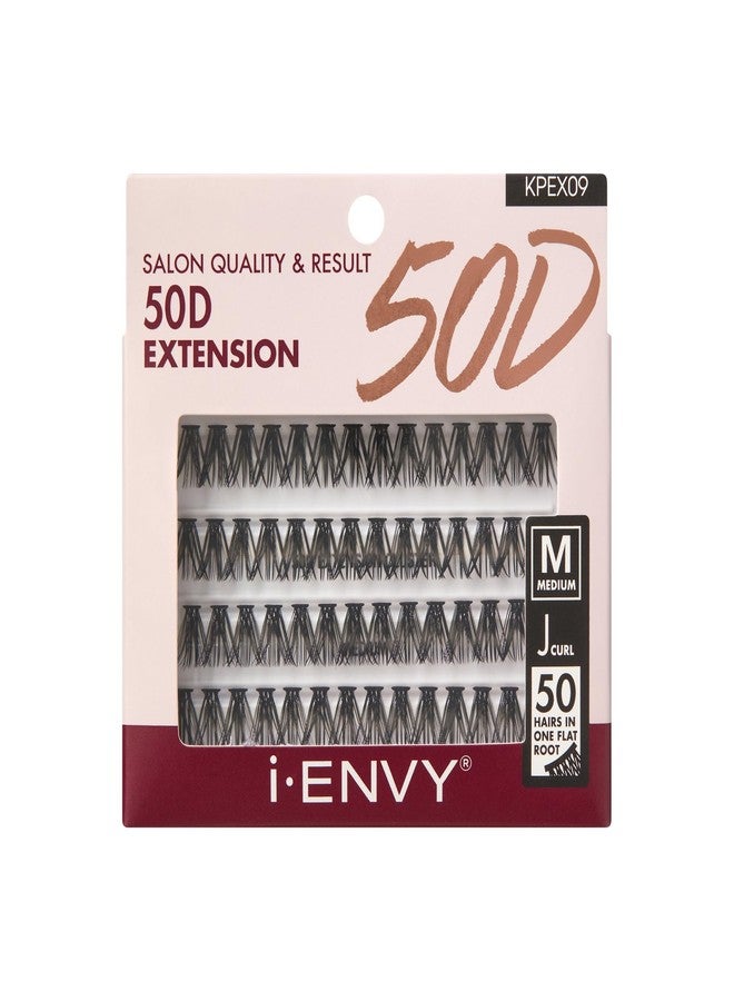 i.Envy i-ENVY 50D Extension Cluster Individual Lashes, Easy to Apply, Flat Tapered-End Root, Pre-fanned Volume Lashes, J Curl with Soft Fiber, Quick Application for Salon Quality & Result (Medium-56Clusters) - Image 1
