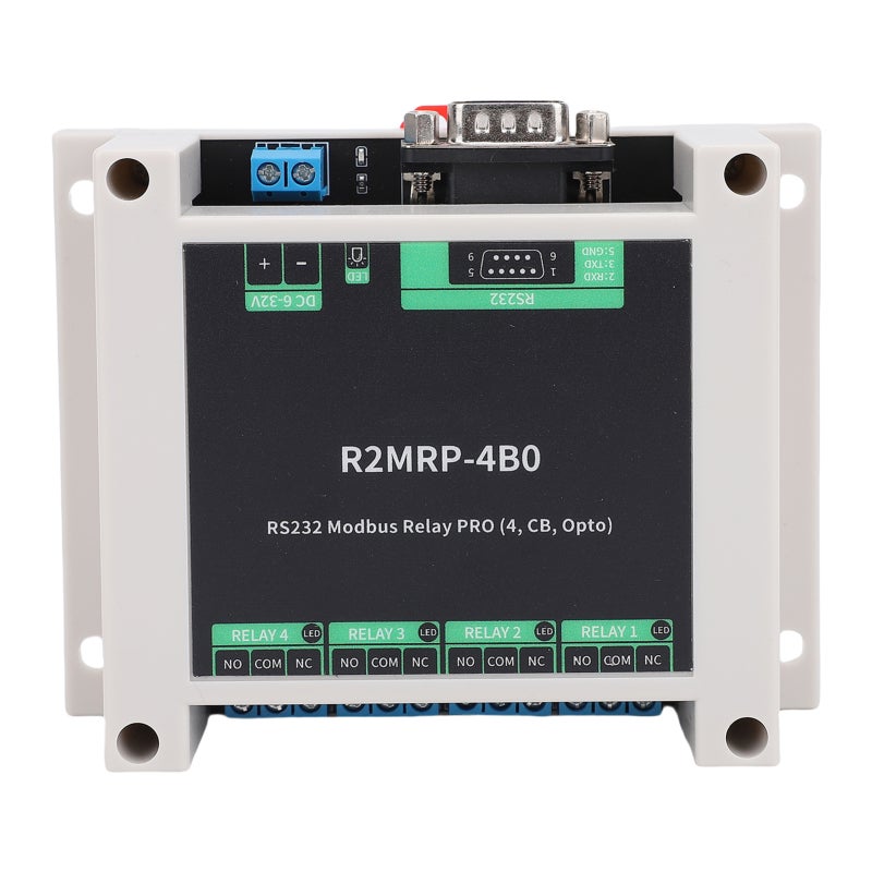 diustou Industrial Relay Module ABS Enclosure 4 Channel RS232 RTU Relay Module - Automation Ready for PLC Integration Motor Valve Control - Image 1