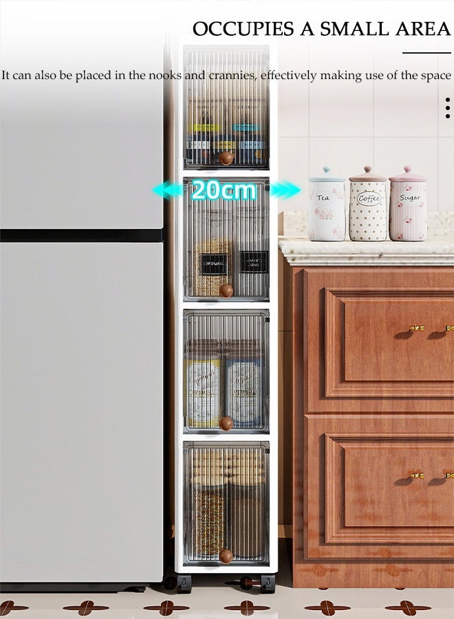 DUNISO 5-Tier Narrow Storage Cabinet with Movable Wheels Can Brake, 90 ° Flip Panel Moisture-Proof Dust-Proof Slim Plastic Organizer for Bathroom,Kitchen, Laundry, Ideal for Small Spaces - Image 4