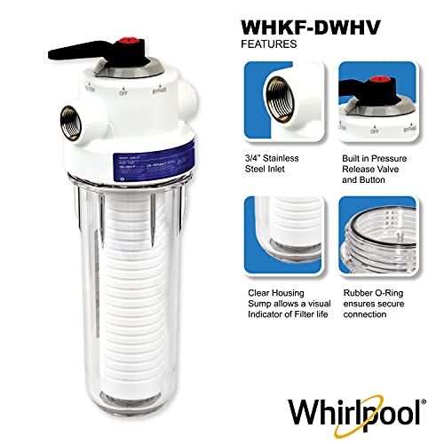 Whirlpool 10 x 2.5 Inch Whole House Water Filtration System WHKF-DWHV, 3/4" Ports, Clear Housing, NSF Certified Water Filter WHKF-GD05 Included - Image 2