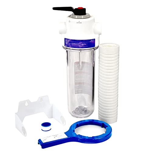 Whirlpool 10 x 2.5 Inch Whole House Water Filtration System WHKF-DWHV, 3/4" Ports, Clear Housing, NSF Certified Water Filter WHKF-GD05 Included - Image 1