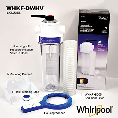 Whirlpool 10 x 2.5 Inch Whole House Water Filtration System WHKF-DWHV, 3/4" Ports, Clear Housing, NSF Certified Water Filter WHKF-GD05 Included - Image 3