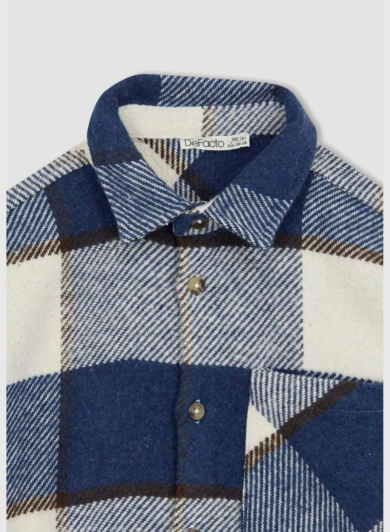 DeFacto Oversize Fit Polo Neck Long Sleeve Checked Shirt