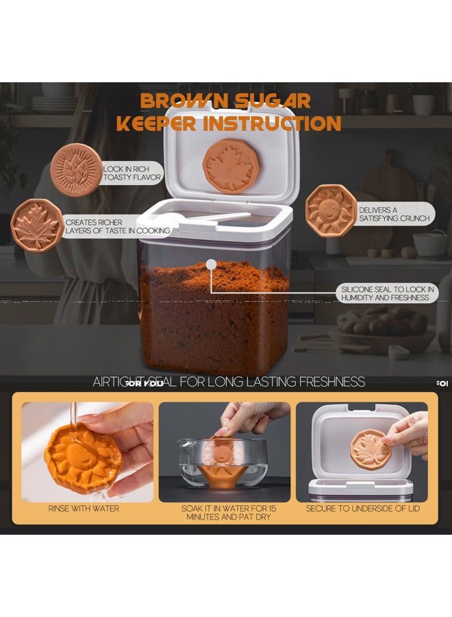LivLab Brown Sugar Container- 2 Qt/2L Airtight Brown Sugar Keeper Storage Container Flour Container Coffee Canister with Spoon Food Cereal Bins Household for Kitchen Pantry (W-2.0A) - Image 3