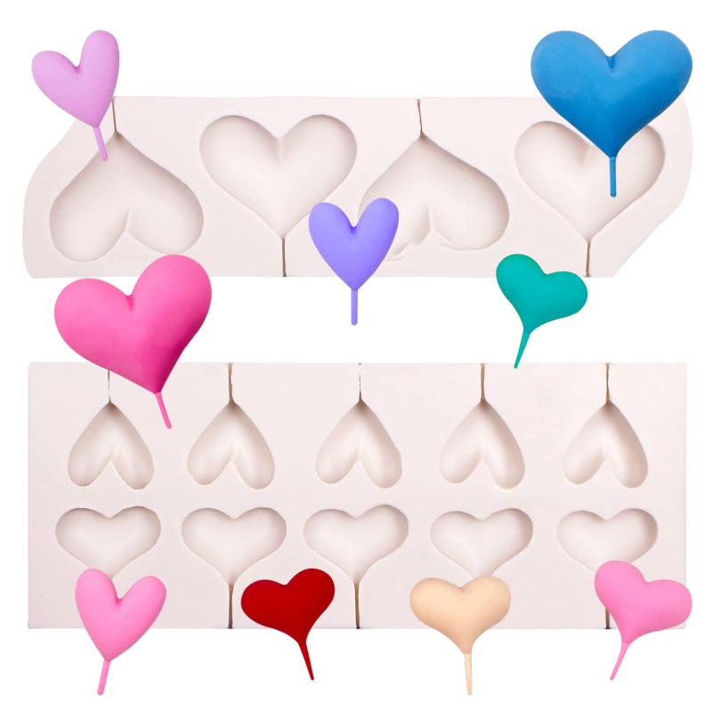 Love Lollipop Fondant Molds HeartShaped Candy Chocolate Silicone Molds Used for Cake Cupcake Decoration Sugar Craft Glue Jelly Chocolate Butter Polymer Clay Crafts for Valentines Day LJ56