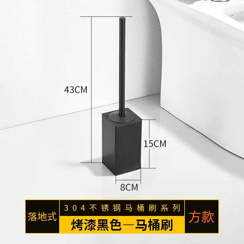 304 Stainless Steel Toilet Brush Holder Black-square short