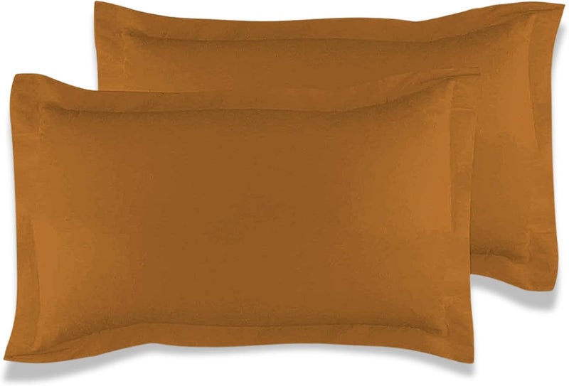 MUSA MUSA® Cotton Pillow Cover Shams - Washable Pillowcases for Sofa Cushions, Bedrooms & Dorm Decor | Hotel Quality Pillow Covers with Envelope Closure & 5cm Side Frame (2, Mocha, 50 x 80cm) - Image 1
