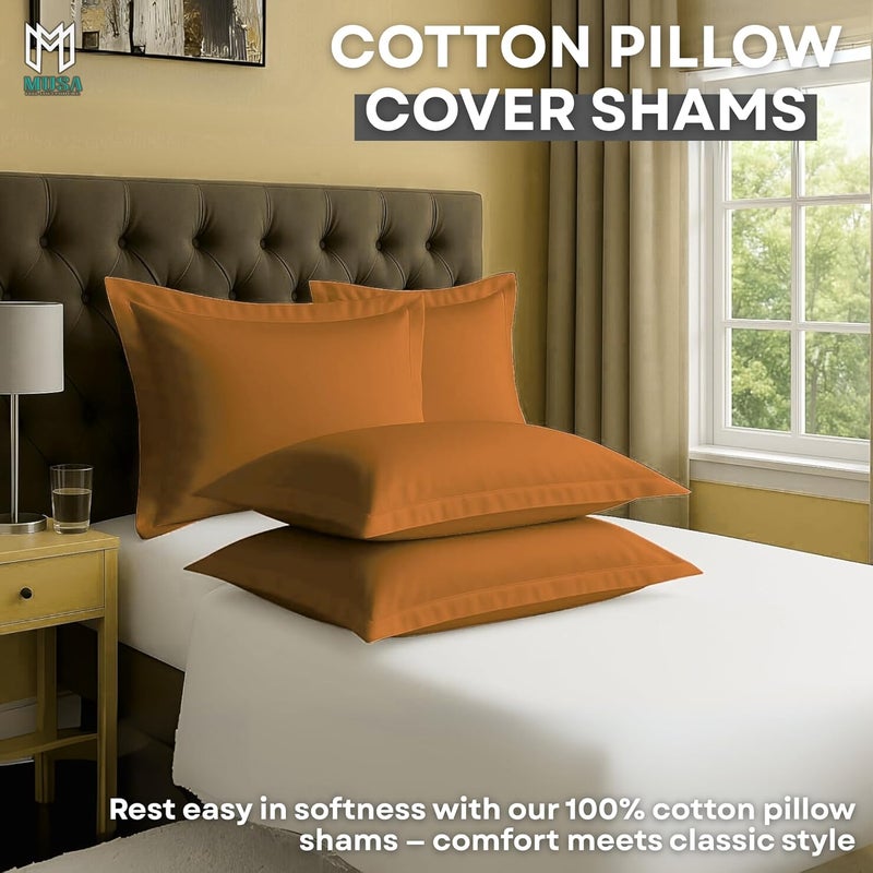 MUSA MUSA® Cotton Pillow Cover Shams - Washable Pillowcases for Sofa Cushions, Bedrooms & Dorm Decor | Hotel Quality Pillow Covers with Envelope Closure & 5cm Side Frame (2, Mocha, 50 x 80cm) - Image 3