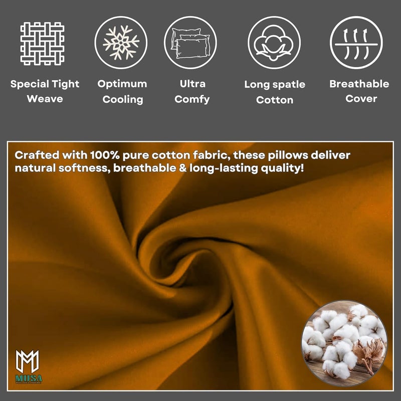MUSA MUSA® Cotton Pillow Cover Shams - Washable Pillowcases for Sofa Cushions, Bedrooms & Dorm Decor | Hotel Quality Pillow Covers with Envelope Closure & 5cm Side Frame (2, Mocha, 50 x 80cm) - Image 5