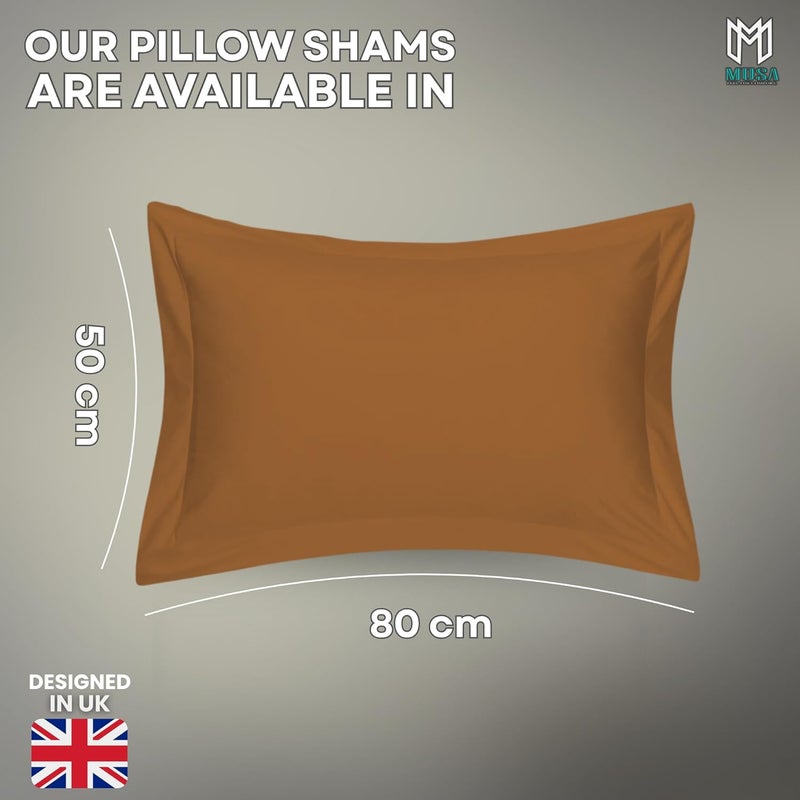 MUSA MUSA® Cotton Pillow Cover Shams - Washable Pillowcases for Sofa Cushions, Bedrooms & Dorm Decor | Hotel Quality Pillow Covers with Envelope Closure & 5cm Side Frame (2, Mocha, 50 x 80cm) - Image 2