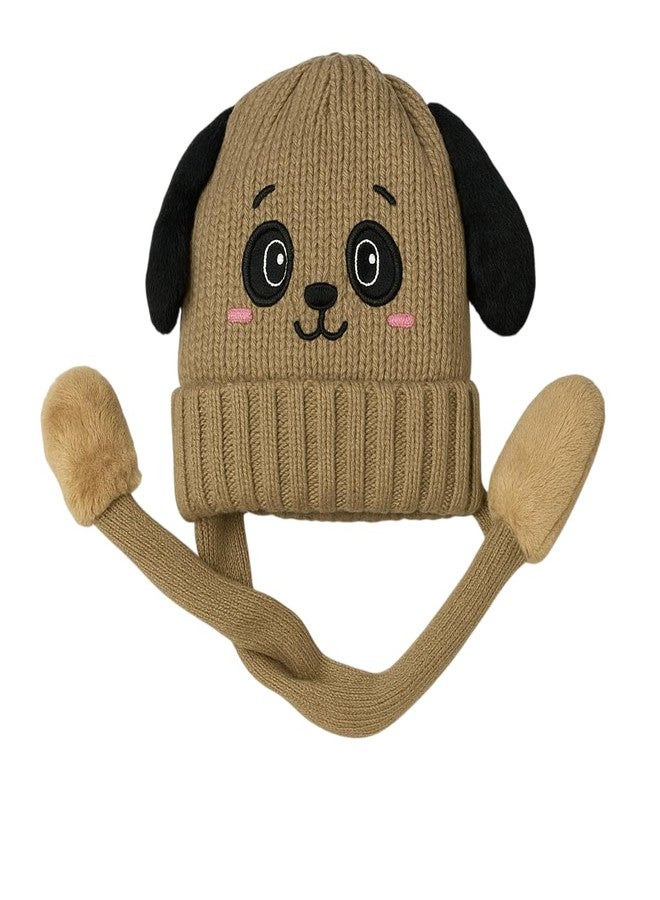 FAMWRAPZ Baby Boys Girls Winter Caps Unisex Knitted Toddler Kids Soft Headwear Woollen Caps Accessory (9-10 Years, Light Brown) - Image 1