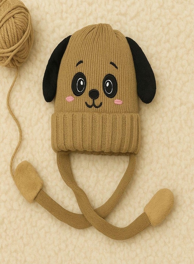FAMWRAPZ Baby Boys Girls Winter Caps Unisex Knitted Toddler Kids Soft Headwear Woollen Caps Accessory (9-10 Years, Light Brown) - Image 2