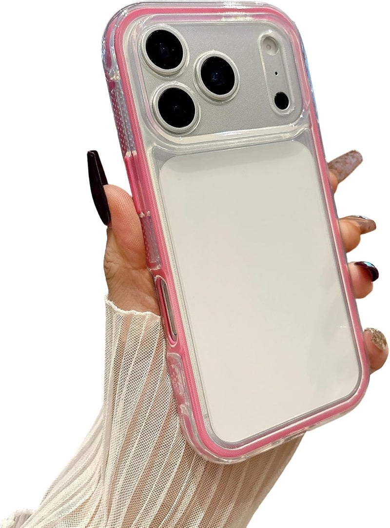 4 Corners Shockproof Clear Anti-Slip Solid Color Frame Compatible with iPhone Case (iPhone 16 Plus,Red) - Image 1