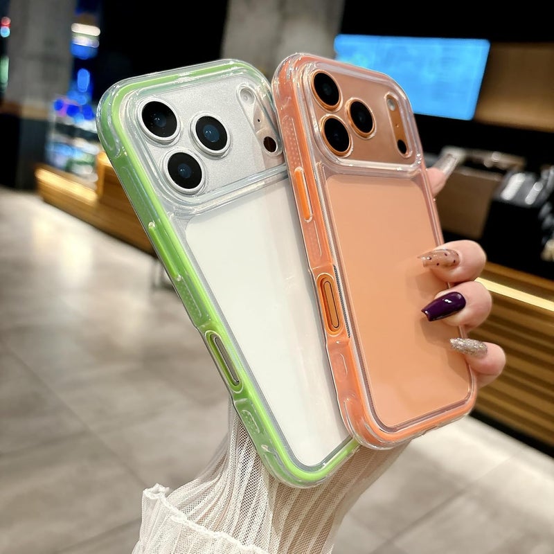 4 Corners Shockproof Clear Anti-Slip Solid Color Frame Compatible with iPhone Case (iPhone 16 Plus,Red) - Image 4