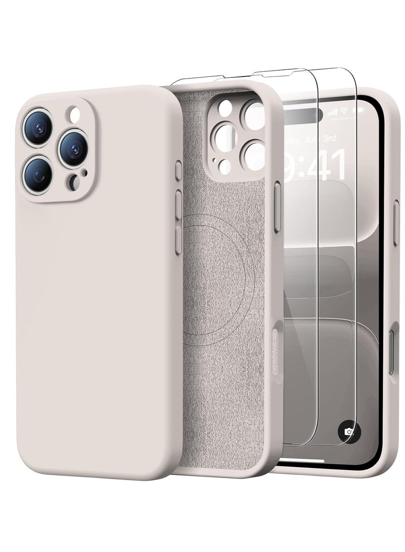 ELTRAZONE iPhone 16 Pro Max Case with 2 Screen Protectors – Liquid Silicone Protective Phone Case (6.9") – Compatible with MagSafe – Upgraded Camera Protection – Rock Grey - Image 1