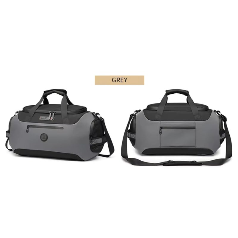 OZUKO حقيبة دوفل سفر أكسفورد مقاومة للماء مع حجرة للأحذية، 50 لتر، حقيبة رياضية خفيفة لعطلة نهاية الأسبوع للرجال، رمادي، 9651 - Image 3