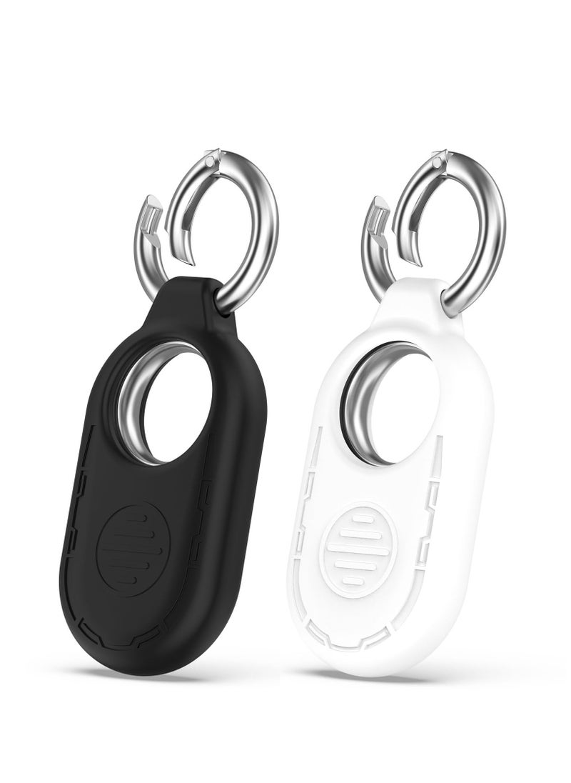 Generic Galaxy SmartTag2 Tracker Holder 2PCS Silicone All-Round Protective Case Cover Shell with Keychain Ring Compatible with Samsung Galaxy SmartTag2 Anti-Lost (Black + White)  - Image 1