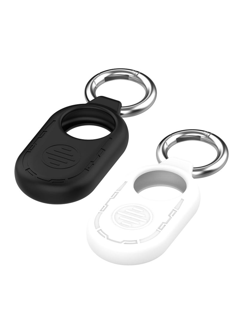 Generic Galaxy SmartTag2 Tracker Holder 2PCS Silicone All-Round Protective Case Cover Shell with Keychain Ring Compatible with Samsung Galaxy SmartTag2 Anti-Lost (Black + White)  - Image 2