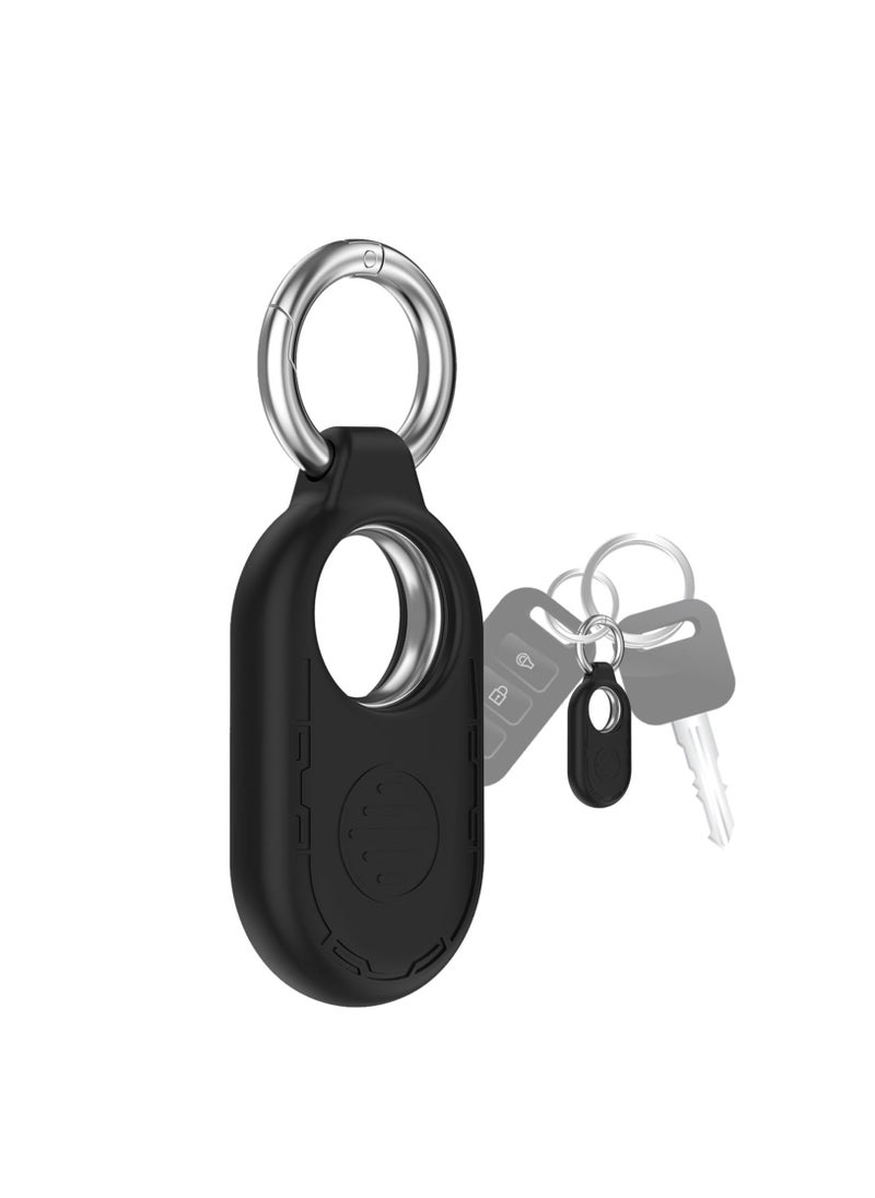 Generic Galaxy SmartTag2 Tracker Holder 2PCS Silicone All-Round Protective Case Cover Shell with Keychain Ring Compatible with Samsung Galaxy SmartTag2 Anti-Lost (Black + White)  - Image 3