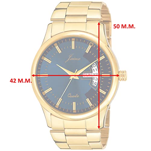 jainx Premium Gold Plated Chain Day Date Feature Gift Analog Wrist Watch for Men - JM1169 - Image 2