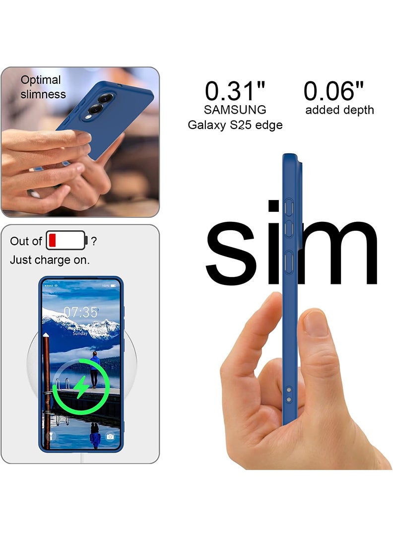 Case Up Compatible with Samsung Galaxy S25 Edge 6.66 Inch Case, Soft & Premium Liquid Silicone [Anti-Scratch Microfiber Lining] Shockproof Protective Slim Phone Cover for S25 Edge 2025, Blue - Image 3