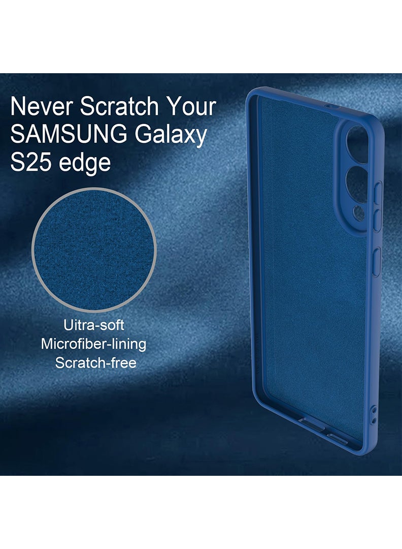 Case Up Compatible with Samsung Galaxy S25 Edge 6.66 Inch Case, Soft & Premium Liquid Silicone [Anti-Scratch Microfiber Lining] Shockproof Protective Slim Phone Cover for S25 Edge 2025, Blue - Image 5