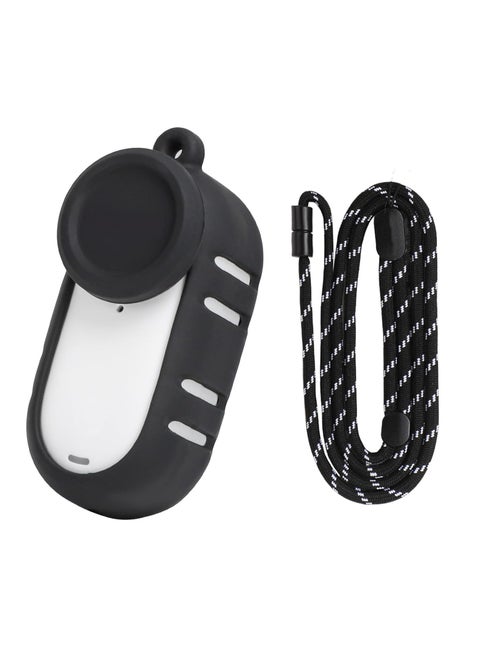 Silicone Case with Lens Cap for Insta360 GO 3S accessories, Camera Protective Cover for Insta360 GO 3S with Neck Hang Rope (Black)