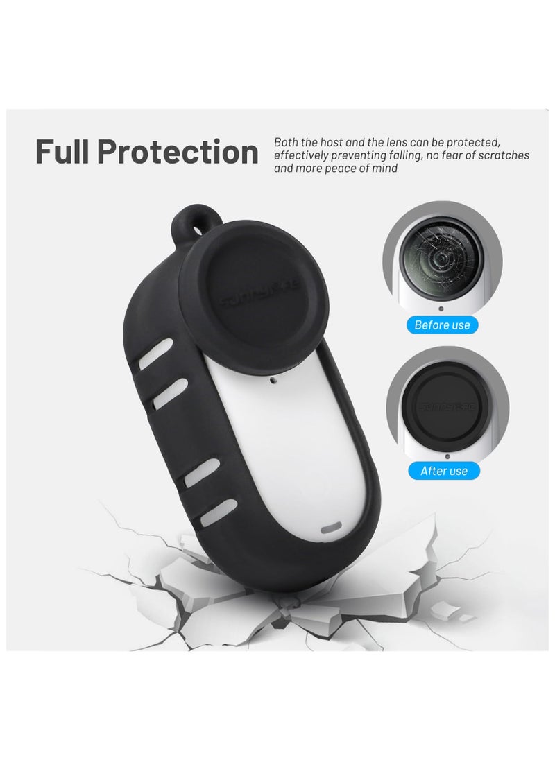 XICEN Silicone Case with Lens Cap for Insta360 GO 3S accessories, Camera Protective Cover for Insta360 GO 3S with Neck Hang Rope (Black)  - Image 4