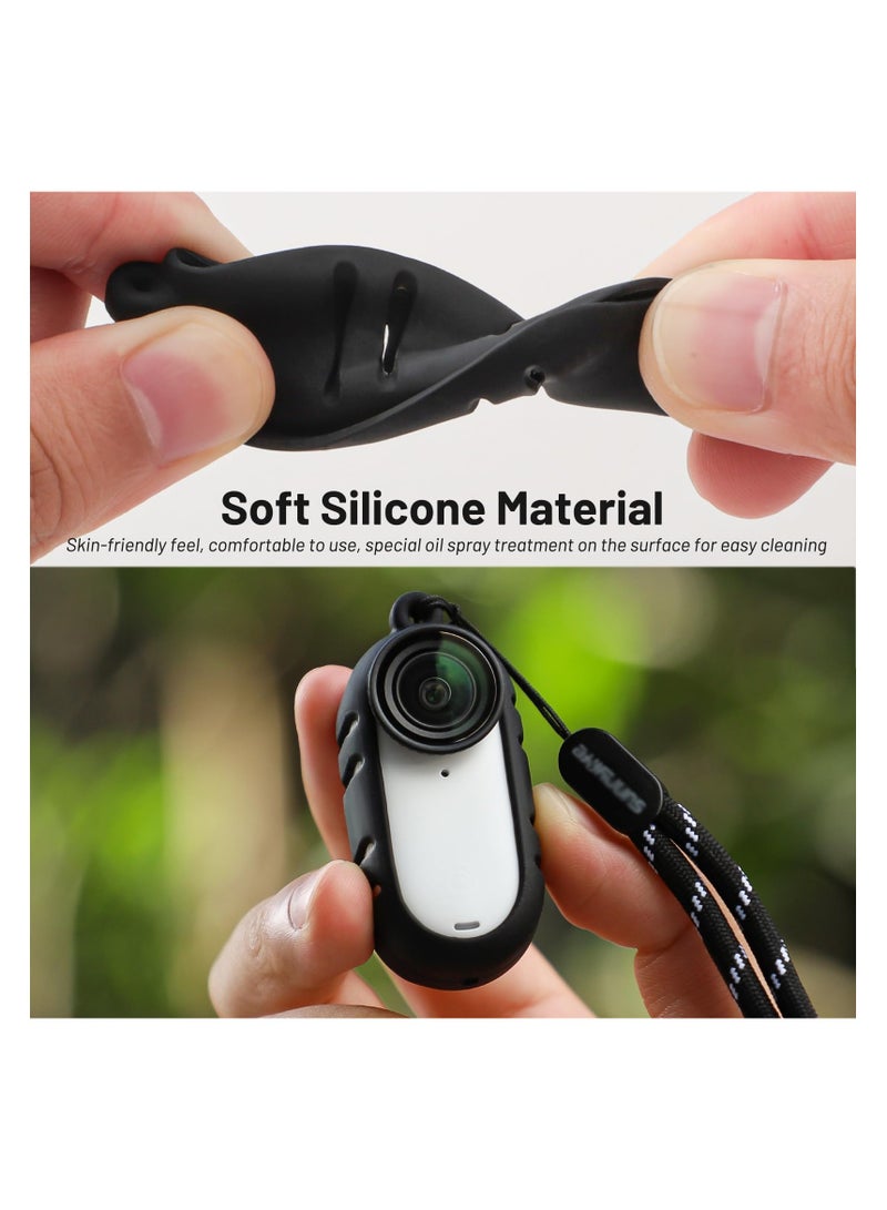 Silicone Case with Lens Cap for Insta360 GO 3S accessories, Camera Protective Cover for Insta360 GO 3S with Neck Hang Rope (Black)